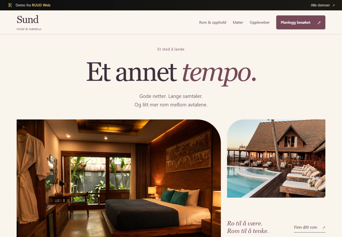 Sund – eksempel på en nettside for hotell